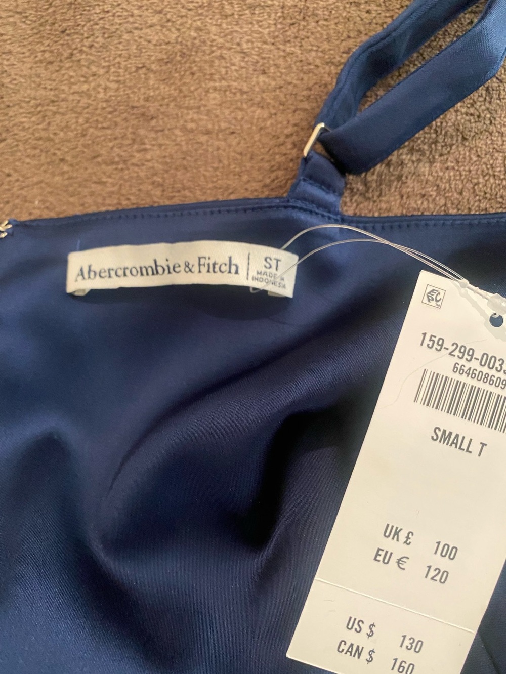 Abercrombie & Fitch Satin Corset Midi Dress in Navy NWT - Picture 13 of 13